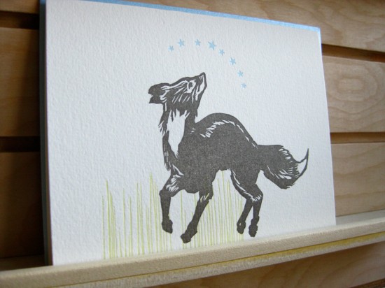 letterpress blank card spirit animal fox by Tiger Food Press