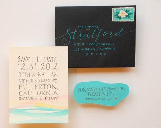 DIY Tutorial: Rubber Stamp Retro Watercolor Save the Dates
