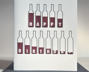 Bottle of Wine Birthday Card Wine Lovers Letterpress by Vandalia Street Press