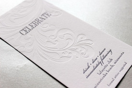 Classic Navy Debossed Wedding Invitations by Gretchen Berry Design Co. via Oh So Beautiful Paper (6)