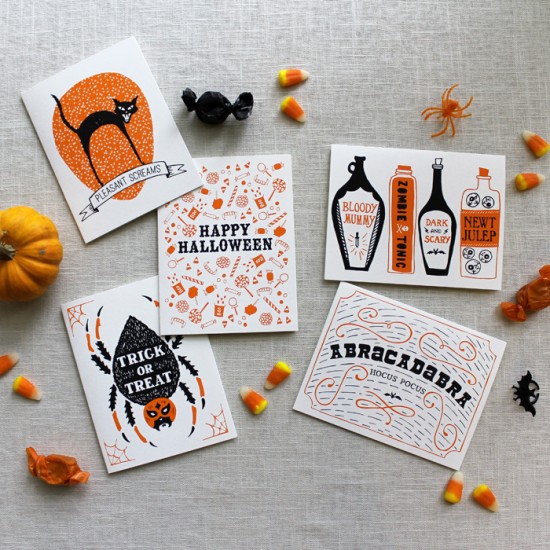 Illustrated Halloween Cards and Treat Bags by Maple and Belmont via Oh So Beautiful Paper (7)