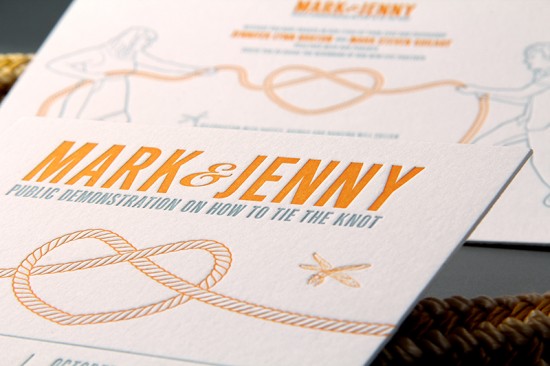 Tie the Knot Letterpress Wedding Invitations by Clutch Design via Oh So Beautiful Paper (2)