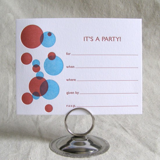 Letterpress Fill-in Party Invites by Press Dufour