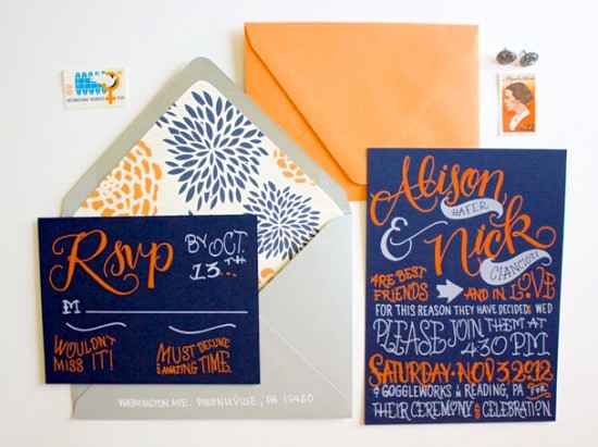 Hand Lettered Wedding Invitations by Faye + Co. via Oh So Beautiful Paper (5)