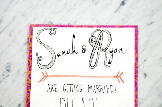 Hand Lettered Watercolor Wedding Invitations by Love Citron via Oh So Beautiful Paper (5)