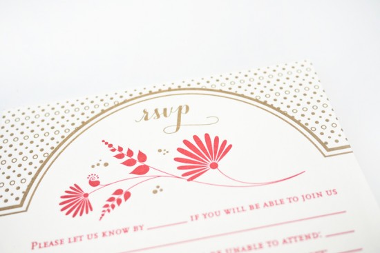 Red and Gold Letterpress Wedding Invitations by Rashi Birla via Oh So Beautiful Paper (5)