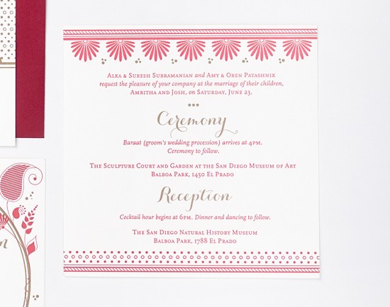 Red and Gold Letterpress Wedding Invitations by Rashi Birla via Oh So Beautiful Paper (6)