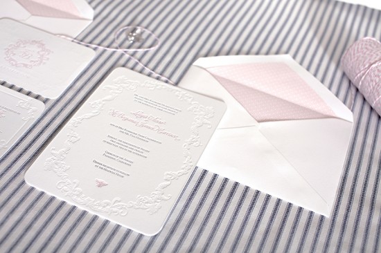 Traditional Pink Letterpress Wedding Invitations by Nuage Designs via Oh So Beautiful Paper (3)