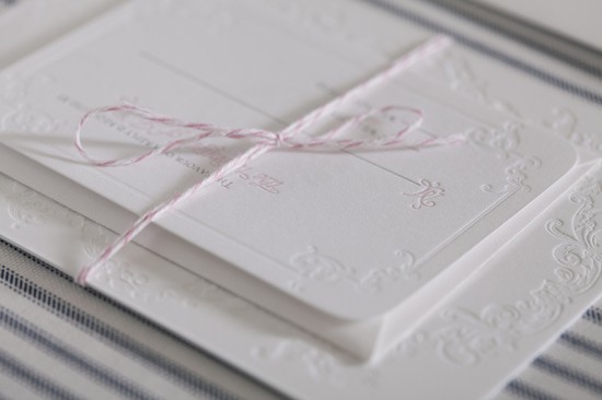 Traditional Pink Letterpress Wedding Invitations by Nuage Designs via Oh So Beautiful Paper (6)