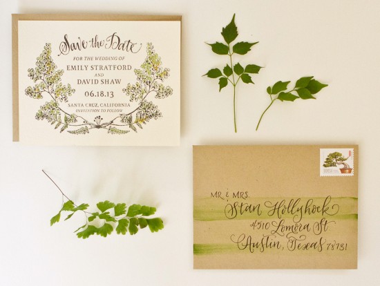 DIY Tutorial: Botanical Watercolor Save the Date by Antiquaria via Oh So Beautiful Paper
