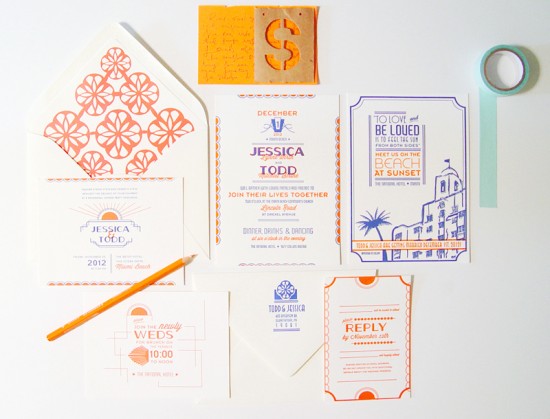 Art Deco Letterpress Wedding Invitations by 42 Pressed via Oh So Beautiful Paper (6)