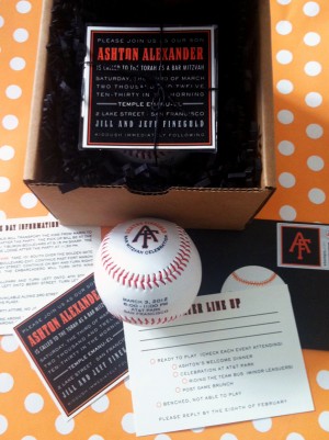 Baseball-Inspired Bar Mitzvah Invitations by PS Paper via Oh So Beautiful Paper (6)