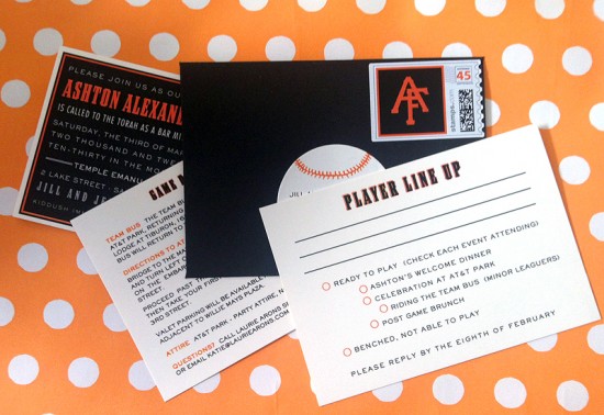 Baseball-Inspired Bar Mitzvah Invitations by PS Paper via Oh So Beautiful Paper (3)