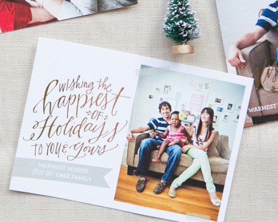 Lindsay Letters Gold Foil Holiday Photo Card via Oh So Beautiful Paper