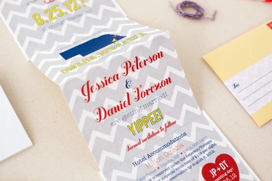 Modern Chevron Save the Dates by Inclosed Studio via Oh So Beautiful Paper (1)