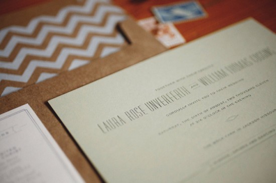 Laura's Kraft Paper and Chevron Stripe Wedding Invitations via Oh So Beautiful Paper (5)