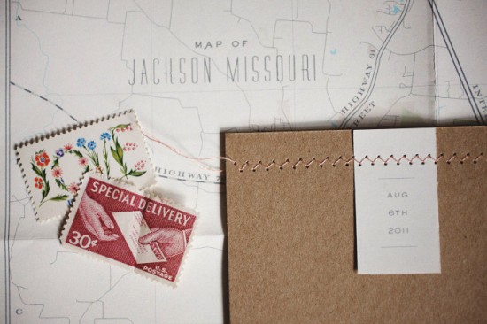 Laura's Kraft Paper and Chevron Stripe Wedding Invitations via Oh So Beautiful Paper (4)