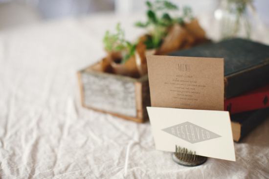 Laura's Kraft Paper and Chevron Stripe Wedding Invitations via Oh So Beautiful Paper (2)