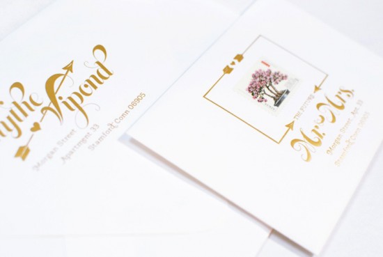 Pink and Gold Foil Wedding Invitations by Coral Pheasant via Oh So Beautiful Paper (6)