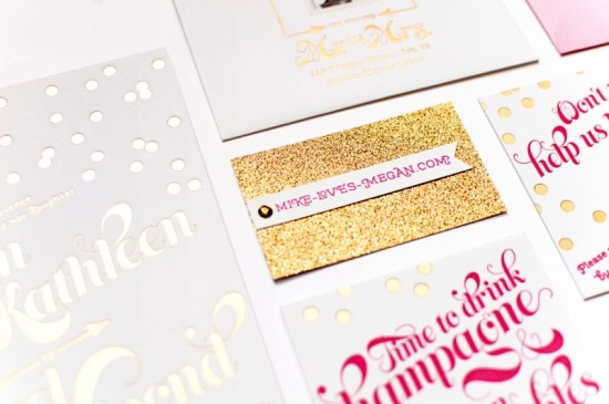 Pink and Gold Foil Wedding Invitations by Coral Pheasant via Oh So Beautiful Paper (5)