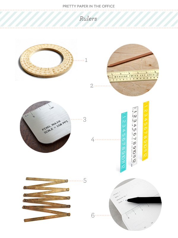 Pretty Paper in the Office: Ruler Round Up via Oh So Beautiful Paper
