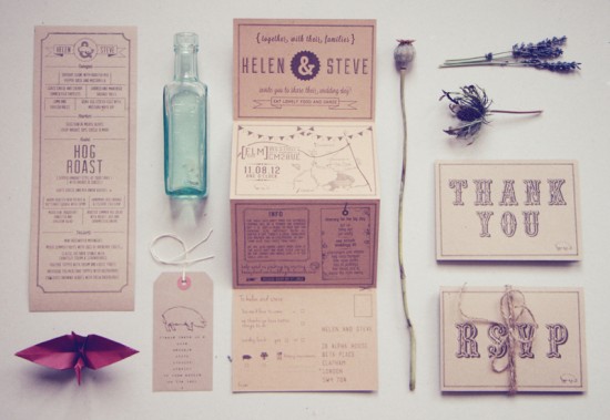 Country Inspired Wedding Invitations by Bridges and Eggs via Oh So Beautiful Paper (4)