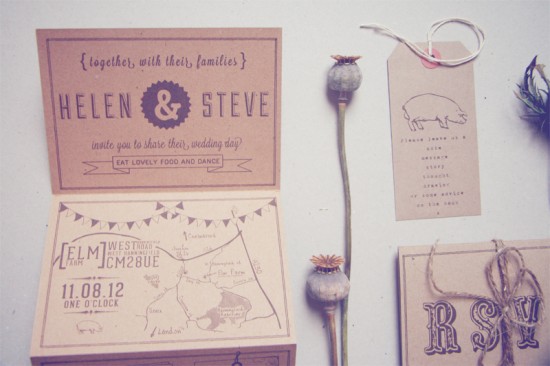 Country Inspired Wedding Invitations by Bridges and Eggs via Oh So Beautiful Paper (5)