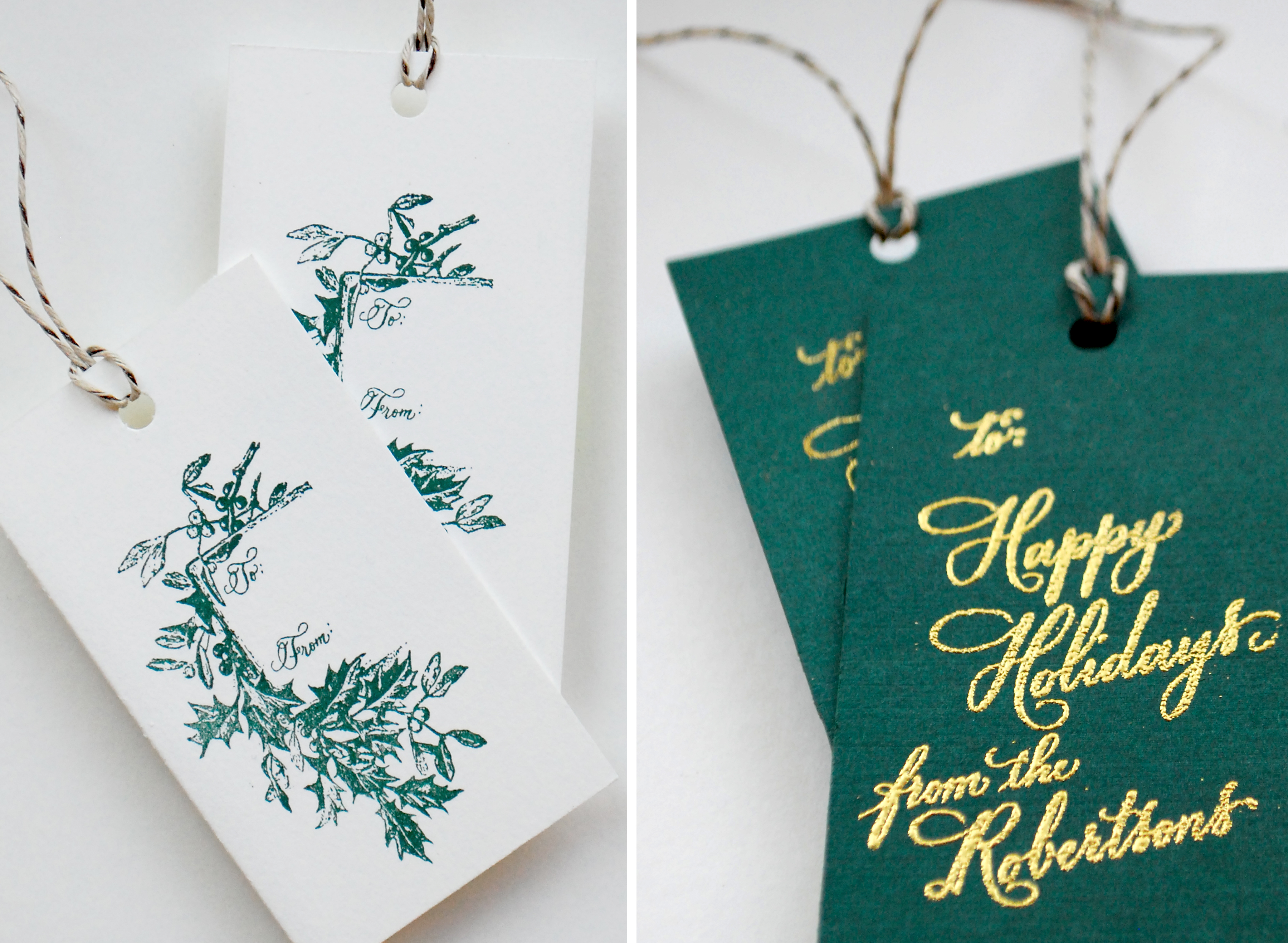 Holly Wrapping Paper with Gift Tags and Ribbon