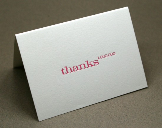 Thanks a Million in Magenta by Letterpress Delicacies