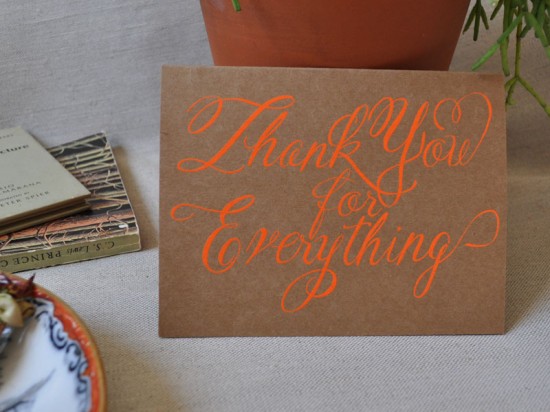 Neon Orange Thank You for Everything Card by Banquet Atelier & Workshop