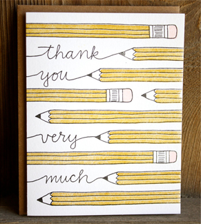 Thank You Pencil Letterpress Card by one canoe two