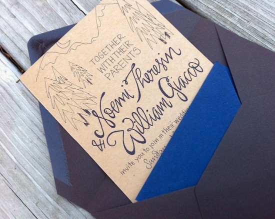 Hand Lettered Kraft Paper Wedding Invitations by Grey Snail Press via Oh So Beautiful Paper (5)