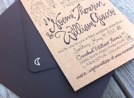 Hand Lettered Kraft Paper Wedding Invitations by Grey Snail Press via Oh So Beautiful Paper (4)