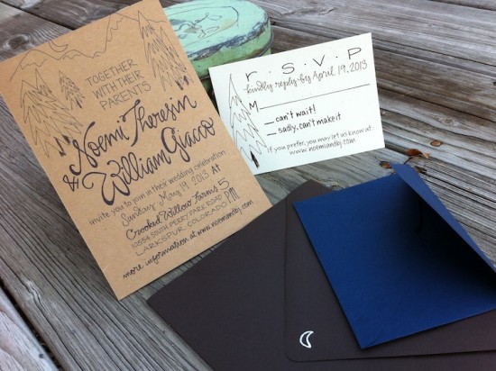 Hand Lettered Kraft Paper Wedding Invitations by Grey Snail Press via Oh So Beautiful Paper (3)
