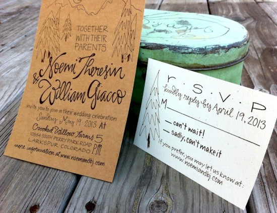 Hand Lettered Kraft Paper Wedding Invitations by Grey Snail Press via Oh So Beautiful Paper (2)