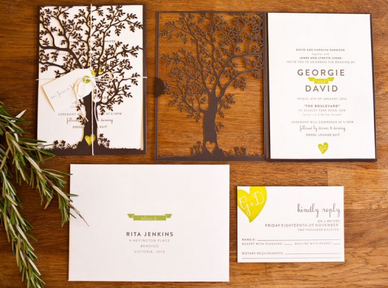 Nature-Inspired Laser Cut Wedding Invitations by Saint Gertrude Design via Oh So Beautiful Paper (2)