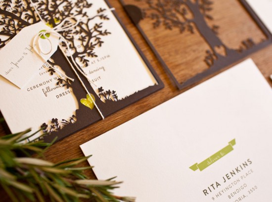 Nature-Inspired Laser Cut Wedding Invitations by Saint Gertrude Design via Oh So Beautiful Paper (1)