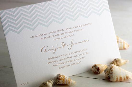 Modern Chevron Wedding Invitations by Meticulous Ink via Oh So Beautiful Paper (5)