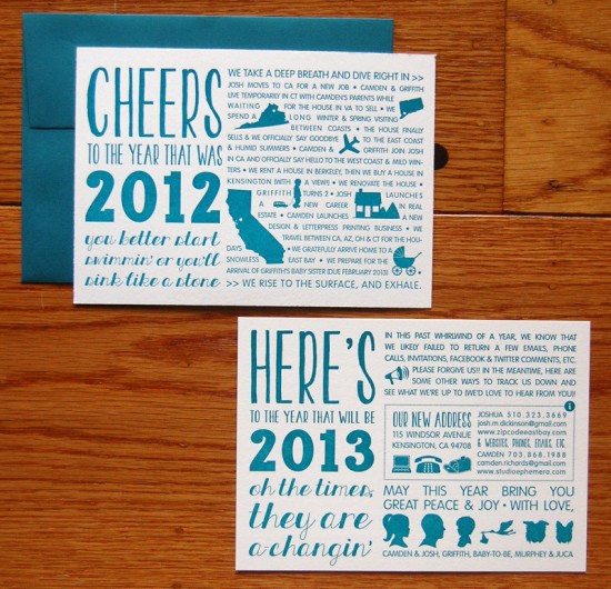 Graphic Moving Announcment Holiday Cards by Studio Epherma via Oh So Beautiful Paper (1)