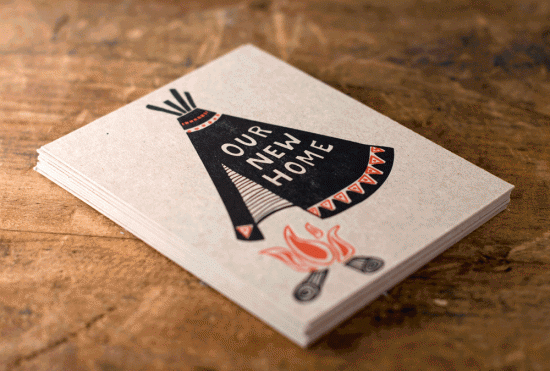 Teepee Moving Postcard Set by Wild Horse Letterpress