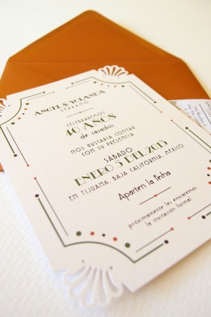 Art Deco Inspired Anniversary Invitations by Lizzy B Loves via Oh So Beautiful Paper (7)