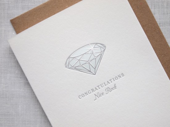 Letterpress Diamond Engagement Card - Nice Rock by Missive