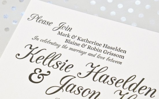 Black and White Music Inspired Letterpress Wedding Invitations by One & Only via Oh So Beautiful Paper (5)