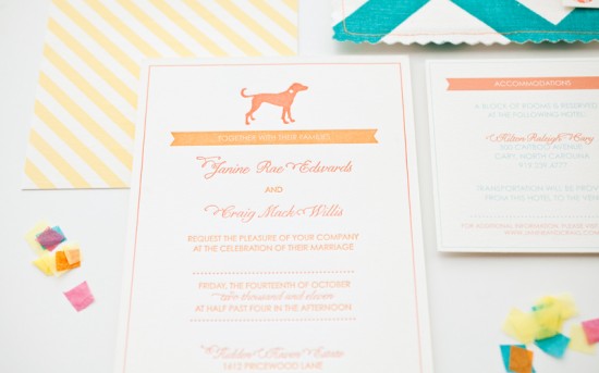 Chevron Stripe Fabric Pocket Wedding Invitations by Janine Rae Design via Oh So Beautiful Paper (6)