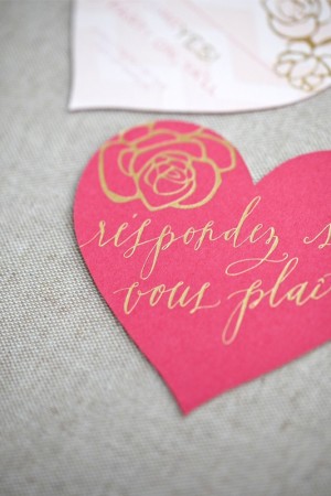 Pink + Gold Foil Heart Wedding Invitations by August Blume via Oh So Beautiful Paper (2)