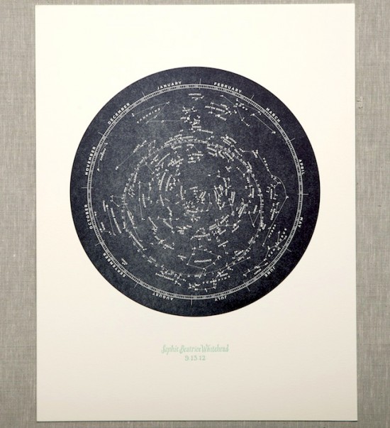Constellation Letterpress Print by Ladyfingers Letterpress for Oh So Beautiful Paper