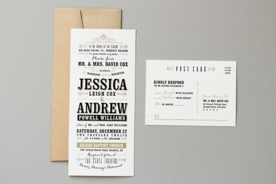 Black and Gold Typographic Wedding Invitations by Megan Wright Design Co. via Oh So Beautiful Paper (1)