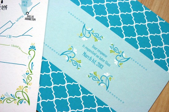 Green + Turquoise Garden Party Wedding Invitations by Mountain Paper via Oh So Beautiful Paper (13)