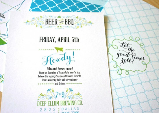 Green + Turquoise Garden Party Wedding Invitations by Mountain Paper via Oh So Beautiful Paper (7)