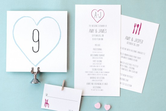 Day-Of Wedding Stationery Inspiration and Ideas: Hearts via Oh So Beautiful Paper (1)
